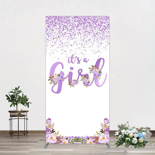 Lofaris Floral Lavender Sweet Girl Baby Shower Rectangle Backdrop