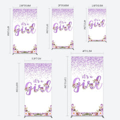 Lofaris Floral Lavender Sweet Girl Baby Shower Rectangle Backdrop