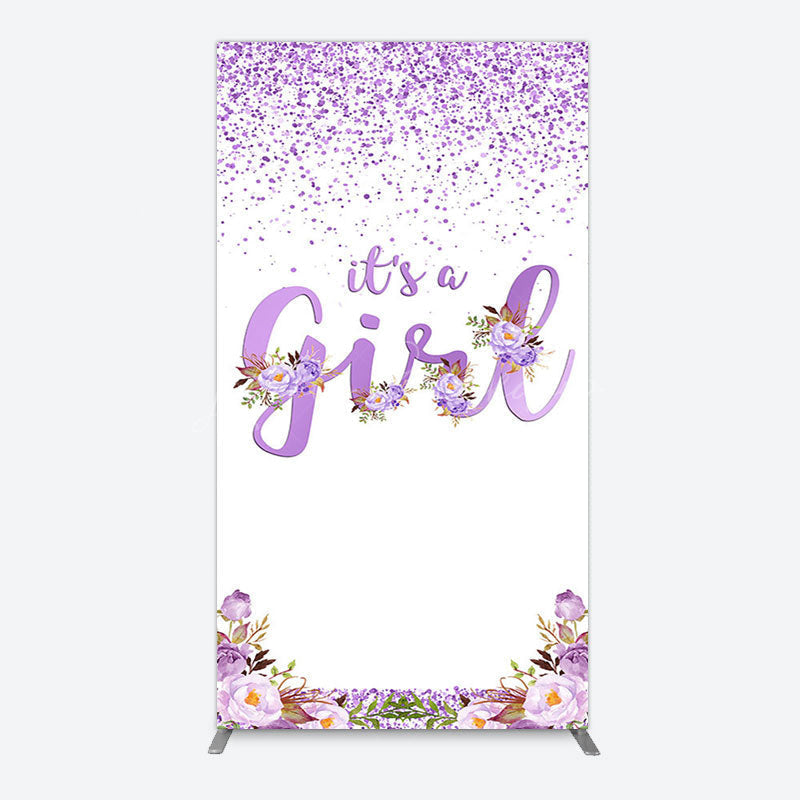 Lofaris Floral Lavender Sweet Girl Baby Shower Rectangle Backdrop