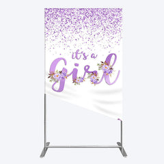 Lofaris Floral Lavender Sweet Girl Baby Shower Rectangle Backdrop