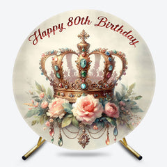 Lofaris Floral Luxury Royal Crown Round 80th Brithday Backdrop