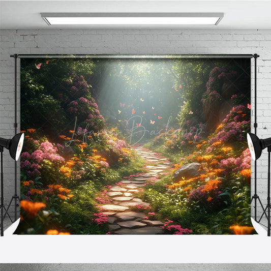 Lofaris Floral Magic Forest Path Spring Photography Backdrop
