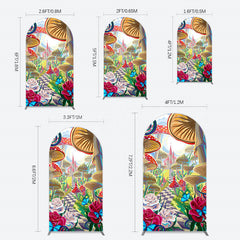 Lofaris Floral Mushroom Wonderland Birthday Arch Backdrop