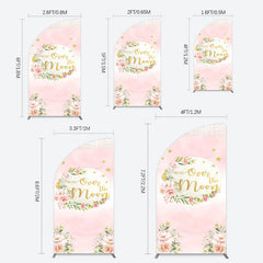 Lofaris Floral Over The Moon Pink Baby Shower Half Arch Backdrop