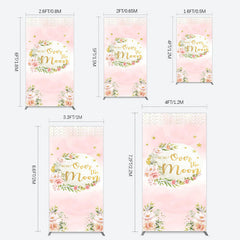Lofaris Floral Over The Moon Pink Baby Shower Rectangle Backdrop