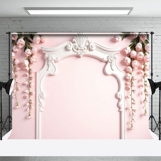 Lofaris Floral Pink Crown Molding Wall Wedding Photo Backdrop