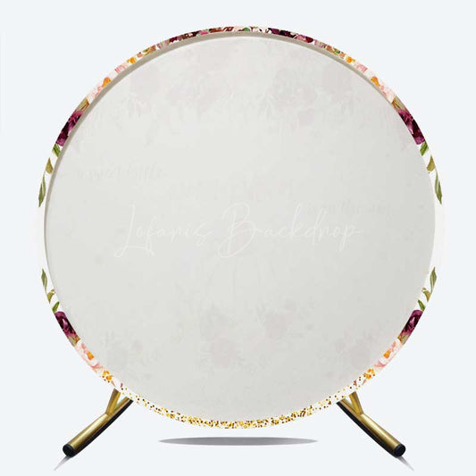 Lofaris Floral Pumpkin On The Way Baby Shower Round Backdrop