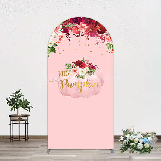 Lofaris Floral Pumpkin Sweet Pink Baby Shower Arch Backdrop