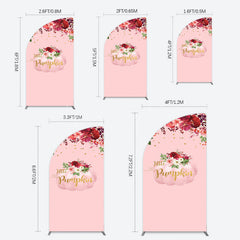 Lofaris Floral Pumpkin Sweet Pink Baby Shower Half Moon Arch Backdrop
