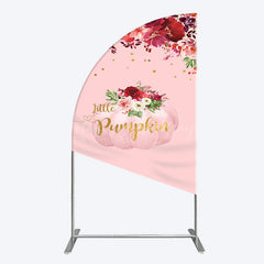 Lofaris Floral Pumpkin Sweet Pink Baby Shower Half Moon Arch Backdrop