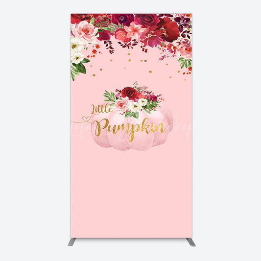 Lofaris Floral Pumpkin Sweet Pink Baby Shower Rectangle Backdrop