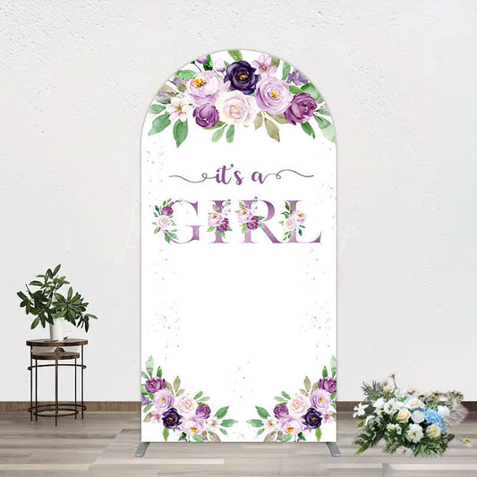 Lofaris Floral Purple Series Girl Baby Shower Arch Backdrop