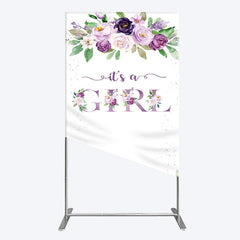 Lofaris Floral Purple Series Girl Baby Shower Rectangle Backdrop