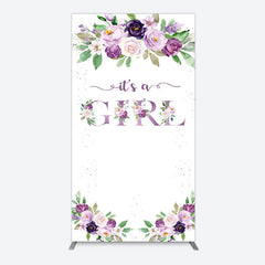 Lofaris Floral Purple Series Girl Baby Shower Rectangle Backdrop
