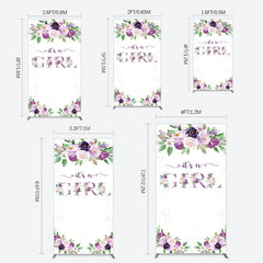 Lofaris Floral Purple Series Girl Baby Shower Rectangle Backdrop