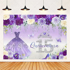 Lofaris Floral Quinceanera 15th Birthday Backdrop Elegant Princess Decor with Blossoms Pink Gold Photo Wall for Sweet Fifteen Party