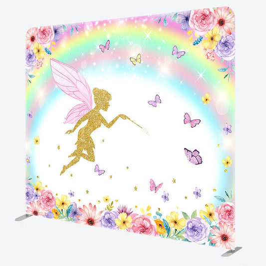 Lofaris Floral Rainbow Fairy Land Square Tension Backdrop