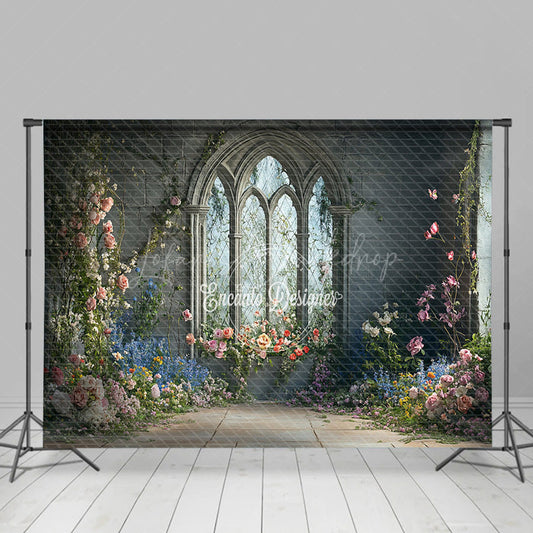 Lofaris Floral Retro Wall Fine Art Sweet Wedding Backdrop