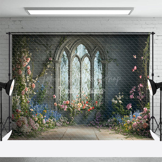 Lofaris Floral Retro Wall Fine Art Sweet Wedding Backdrop