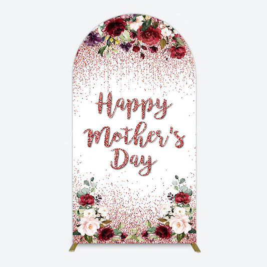 Lofaris Floral Rose Gold Glitter Mothers Day Arch Backdrop