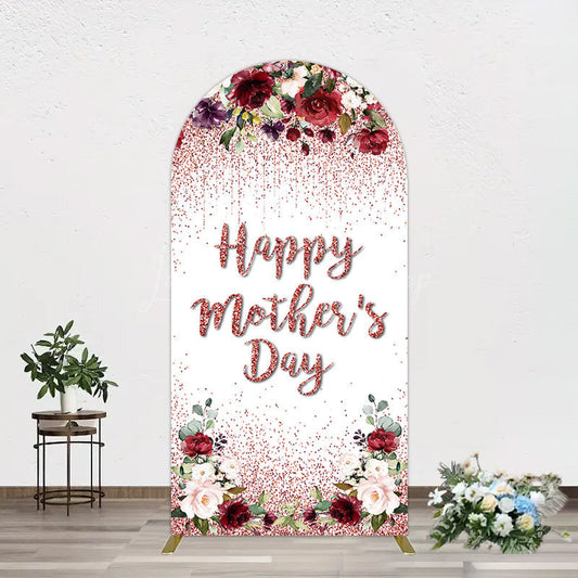 Lofaris Floral Rose Gold Glitter Mothers Day Arch Backdrop