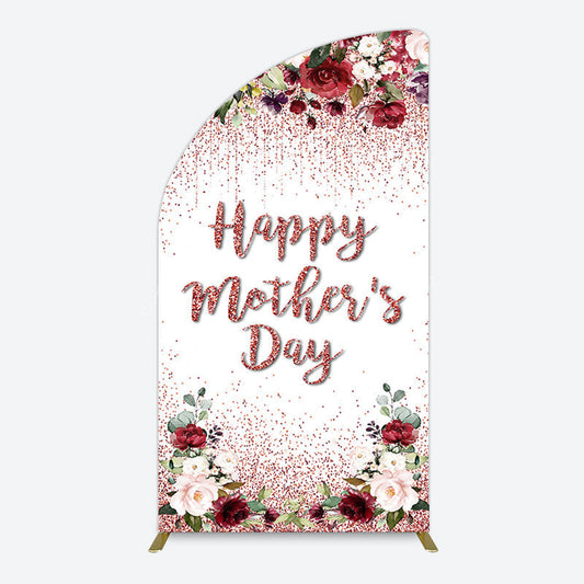 Lofaris Floral Rose Gold Glitter Mothers Day Half Moon Arch Backdrop