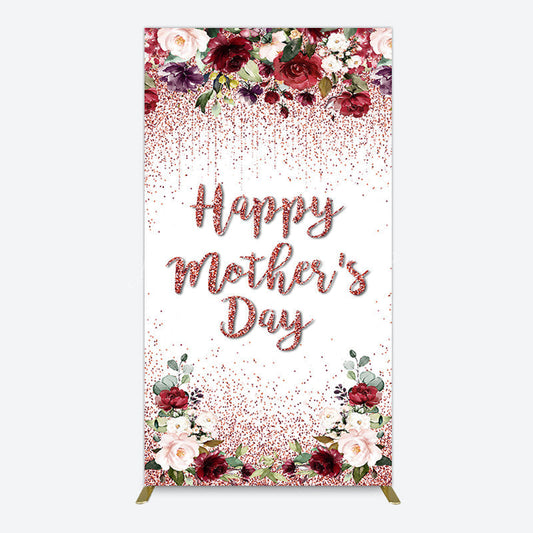 Lofaris Floral Rose Gold Glitter Mothers Day Rectangle Backdrop
