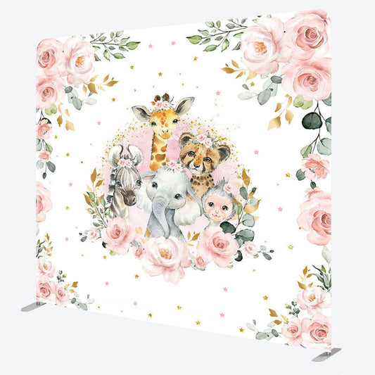 Lofaris Floral Safari Animals Baby Shower Pillow Case Backdrop