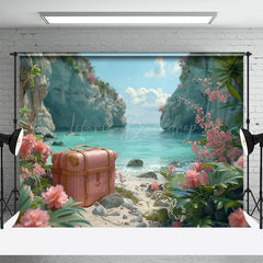 Lofaris Floral Seaside Luggage Beach Holiday Photo Backdrop