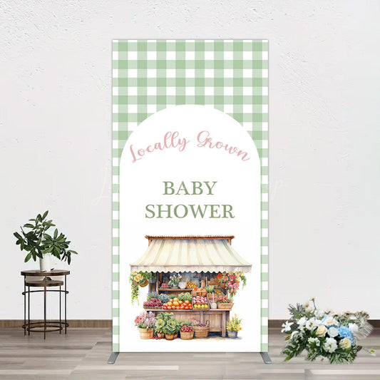 Lofaris Floral Shelf Locally Grown Green Plaid Rectangle Backdrop