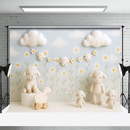 Lofaris Floral Sky Lambs Photography Cake Smash Backdrop
