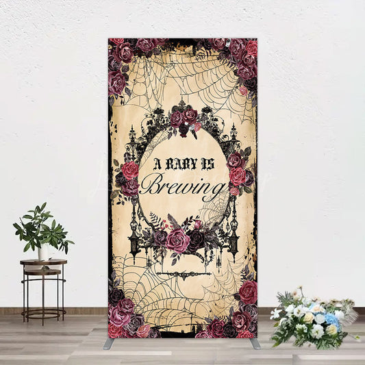 Lofaris Floral Spider Halloween Baby Shower Rectangle Backdrop