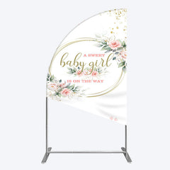 Lofaris Floral Spring Pink Girl Baby Shower Half Moon Arch Backdrop