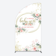 Lofaris Floral Spring Pink Girl Baby Shower Half Moon Arch Backdrop