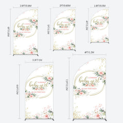 Lofaris Floral Spring Pink Girl Baby Shower Half Moon Arch Backdrop
