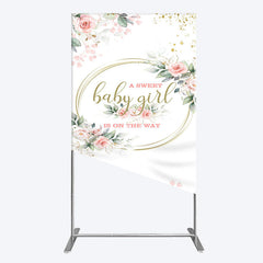 Lofaris Floral Spring Pink Girl Baby Shower Rectangle Backdrop