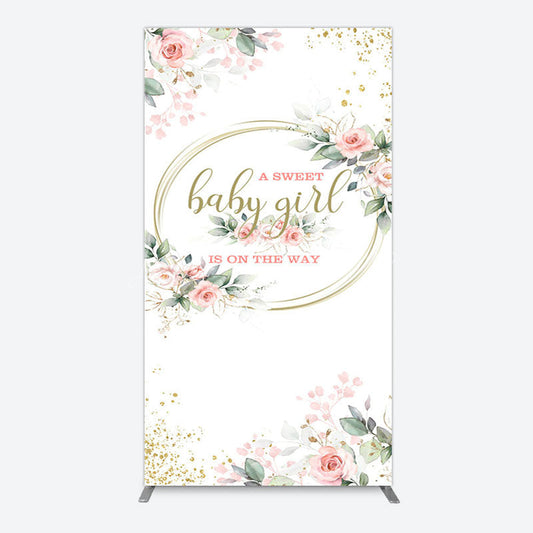 Lofaris Floral Spring Pink Girl Baby Shower Rectangle Backdrop