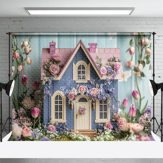 Lofaris Floral Sweet Fancy House Spring Photography Backdrop