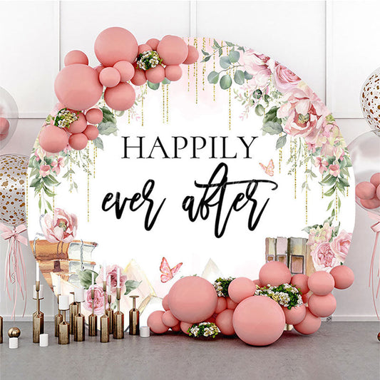 Lofaris Floral Sweet Happily Ever After Books Round Backdrop