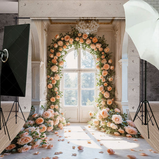 Lofaris Floral Sweet Pink Window Photography Backdrop