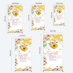 Lofaris Floral Sweet To Bee One Happy Birthday Rectangle Backdrop