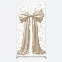 Lofaris Floral Sweet White Bow Happy Birthday Rectangle Backdrop