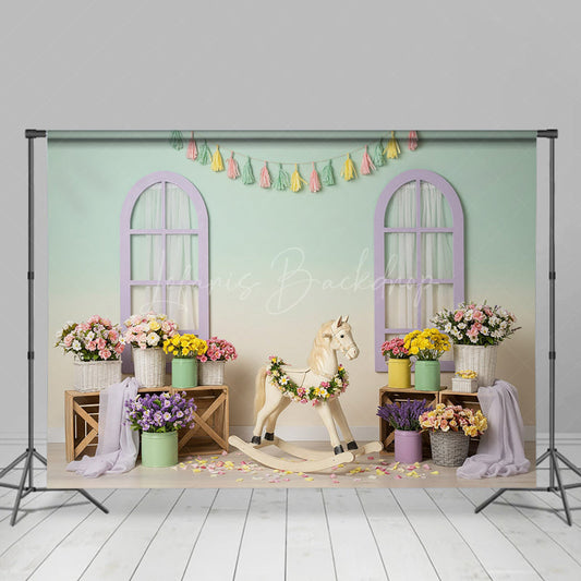 Lofaris Floral Trojan Sweet Fresh Color Cake Smash Backdrop