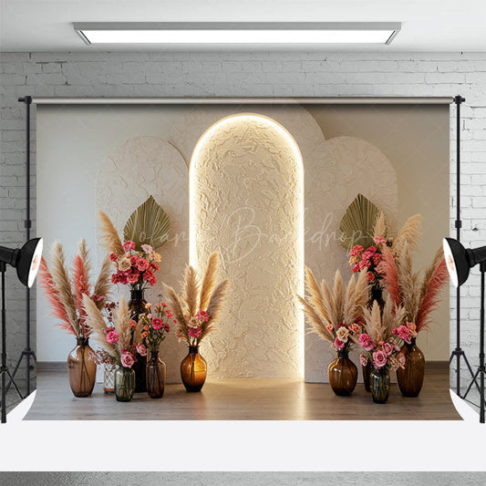 Lofaris Floral Vases White Arch Wall Sweet Wedding Backdrop