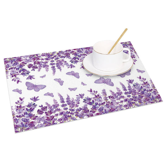 Lofaris Floral Violet Butterfly Spring Set of 4 Placemats