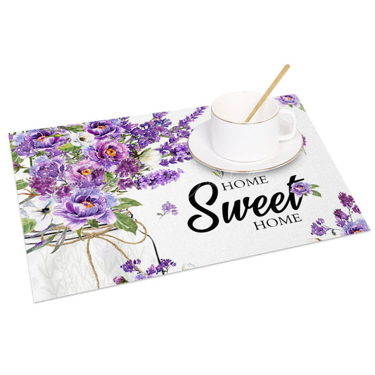 Lofaris Floral Violet Home Sweet Set of 4 Placemats