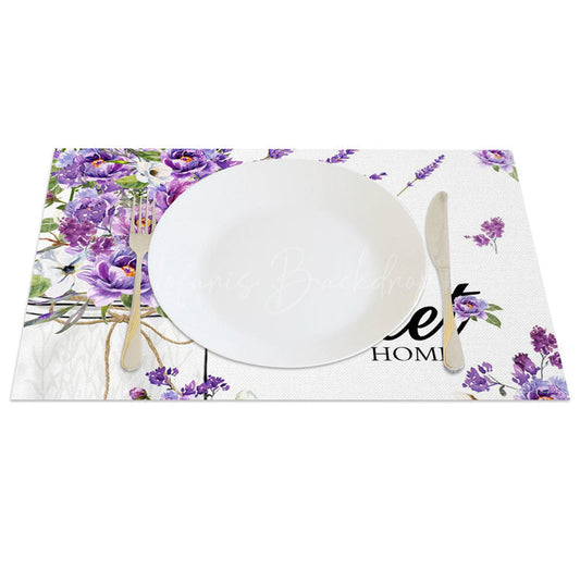 Lofaris Floral Violet Home Sweet Set of 4 Placemats