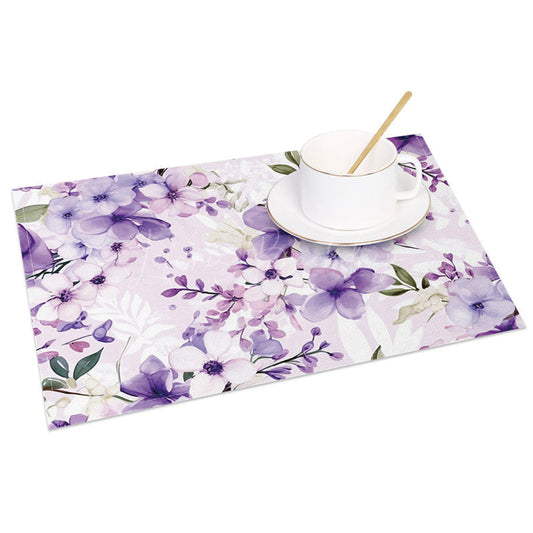 Lofaris Floral Violet Paintings Fine Art Set of 4 Placemats