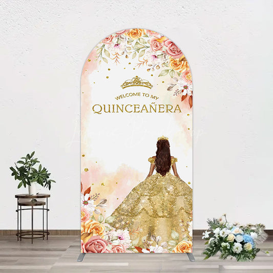 Lofaris Floral Welcome To My Quinceanera Birthday Arch Backdrop