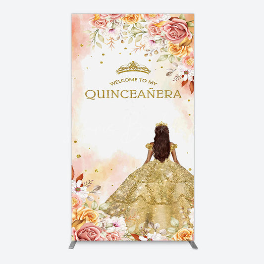 Lofaris Floral Welcome To My Quinceanera Birthday Rectangle Backdrop
